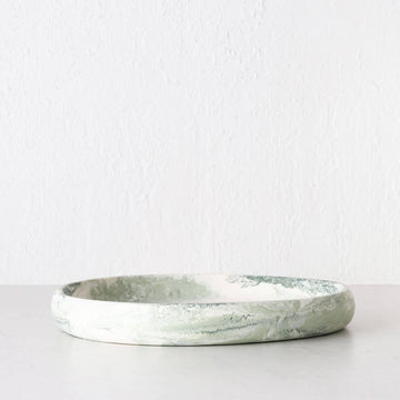 WESLEY RESIN PEBBLE SERVING TRAY  |  MEDIUM 37CM  |  SAGE