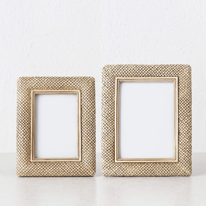 WESTPORT WEAVE PHOTO FRAME BUNDLE X2  |  4X6" + 5X7"  |  BEIGE CALM