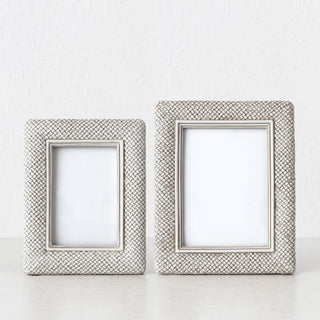 WESTPORT WEAVE PHOTO FRAME BUNDLE X2  |  4X6" + 5X7"  |  BERKSHIRE WHITE