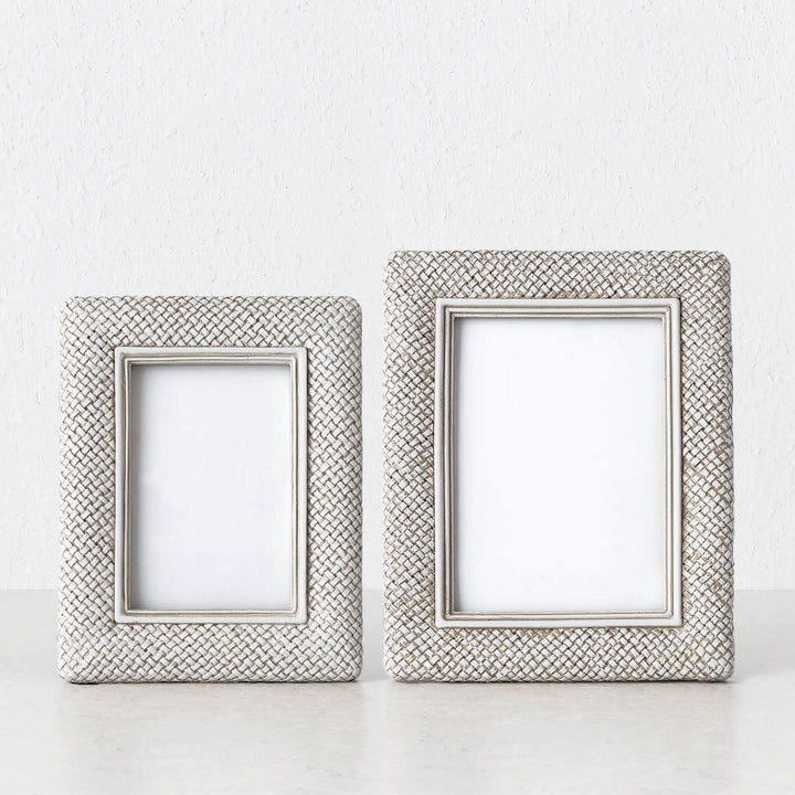WESTPORT WEAVE PHOTO FRAME BUNDLE X2  |  4X6" + 5X7"  |  BERKSHIRE WHITE