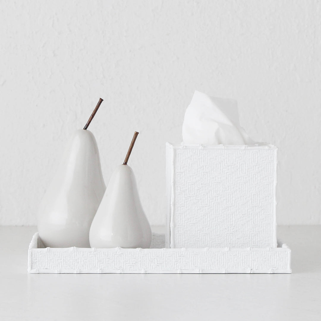 WHITE WEAVE TISSUE BOX COVER  |  SQUARE