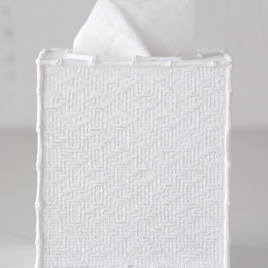 WHITE WEAVE TISSUE BOX COVER  |  SQUARE