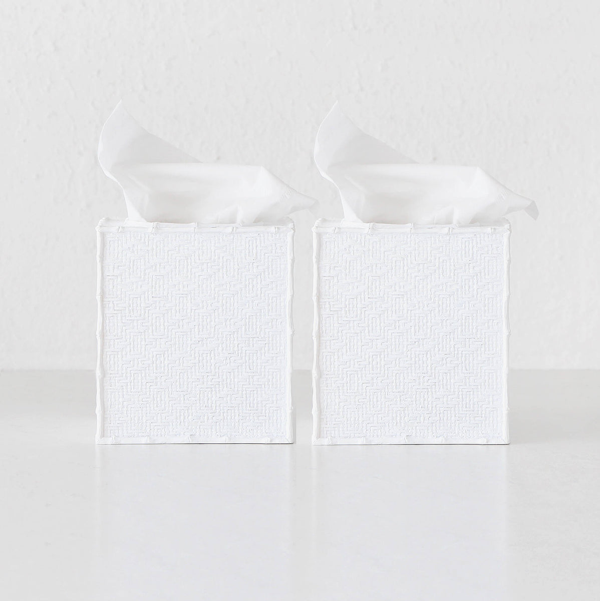 Raffles Tissue Box Cover Bundle X 2 Square White Weave Living By Design