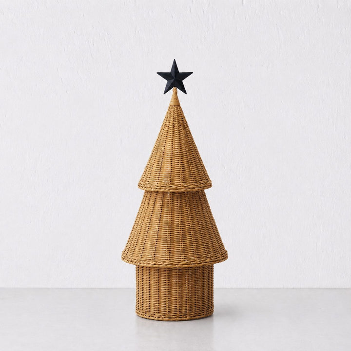 WICKER LED CHRISTMAS TREE  |  PINE BARK NATURAL  |  WARM WHITE LED