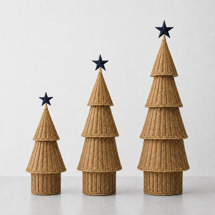 WICKER LED CHRISTMAS TREE  |  PINE BARK NATURAL  |  WARM WHITE LED