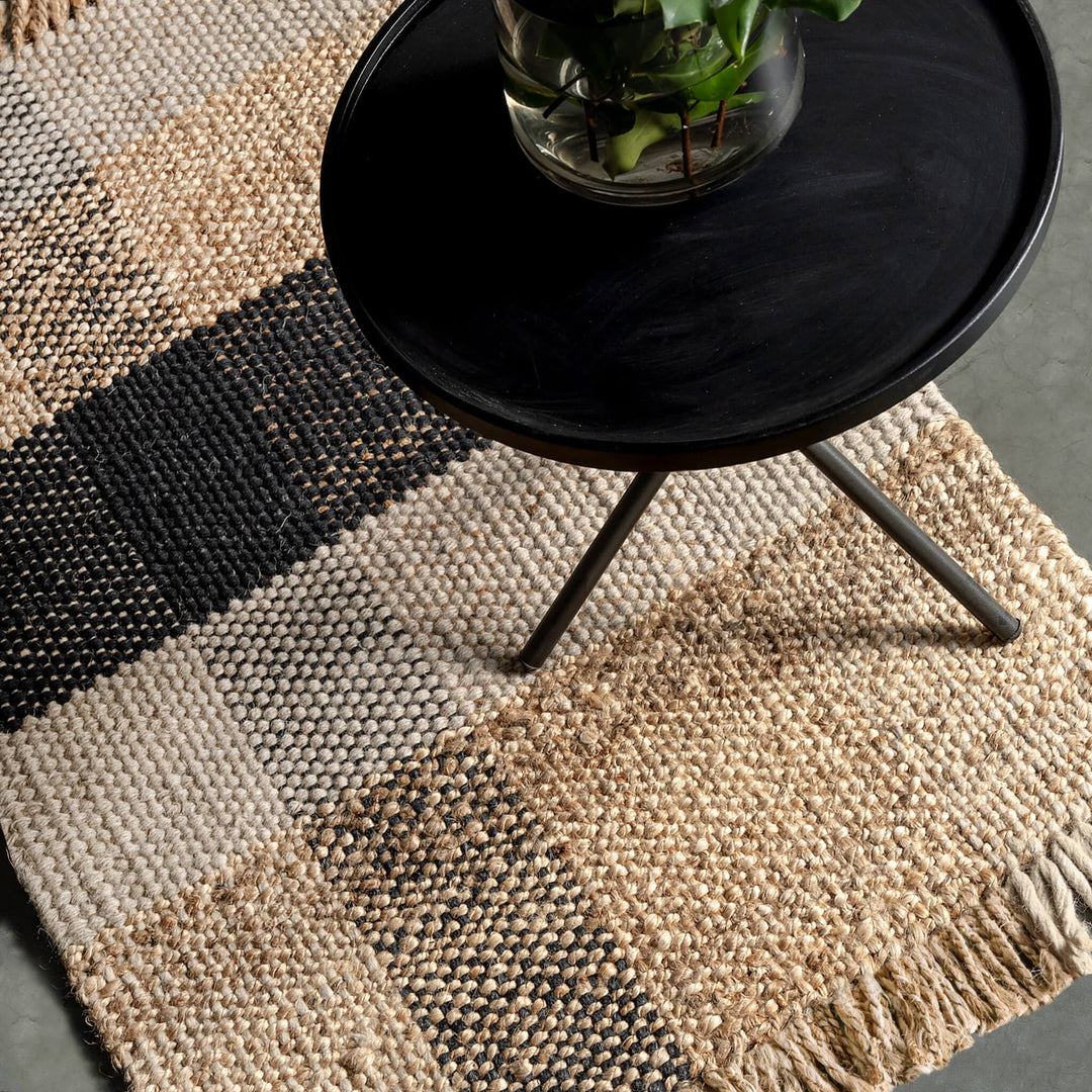 WILLOW CHECK MAT | 60 X 90 | BLACK + JUTE