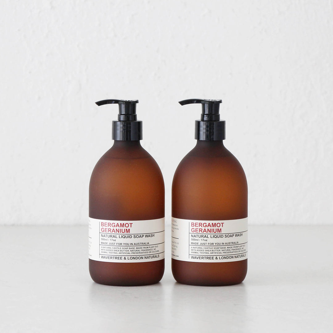 WAVERTREE + LONDON NATURALS  |  LIQUID SOAP PUMP BUNDLE X2  |  BERGAMOT + GERANIUM