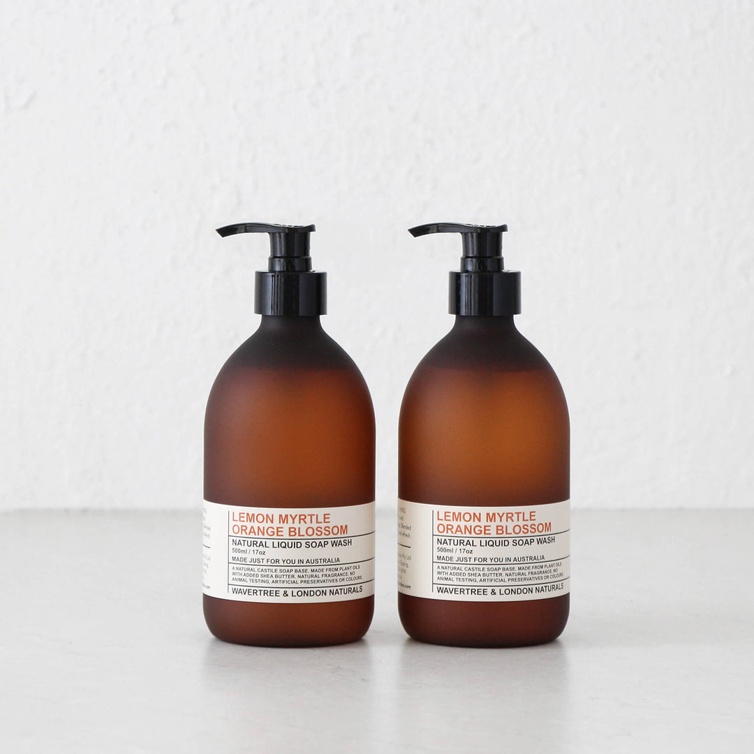 WAVERTREE + LONDON NATURALS  |  LIQUID SOAP PUMP BUNDLE X2  |  LEMON MYRTLE + ORANGE BLOSSOM