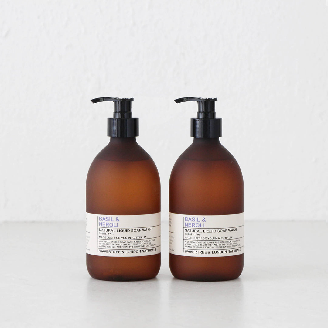 WAVERTREE + LONDON NATURALS  |  LIQUID SOAP PUMP BUNDLE X2  |  NEROLI + BASIL