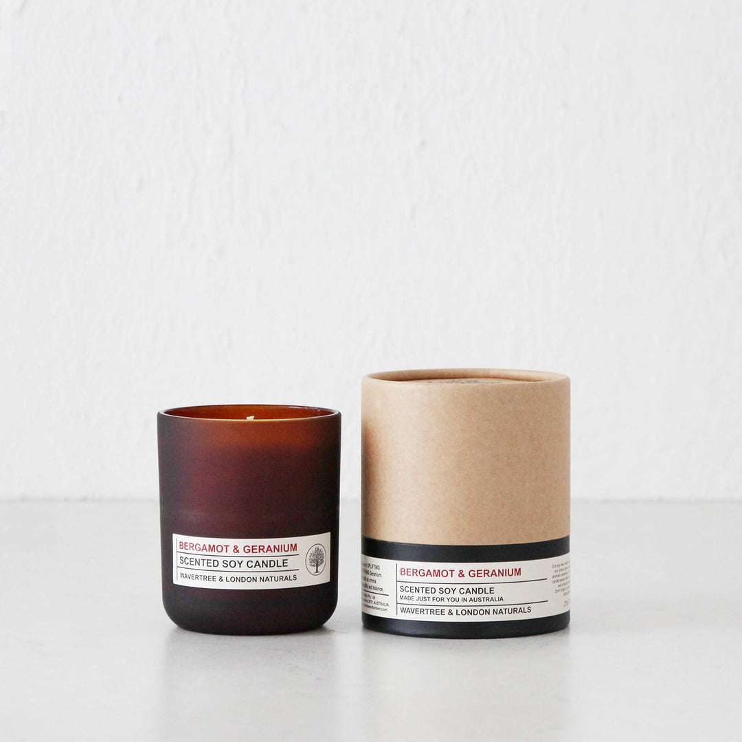 WAVERTREE + LONDON NATURALS  |  SCENTED CANDLE  |  BERGAMOT + GERANIUM