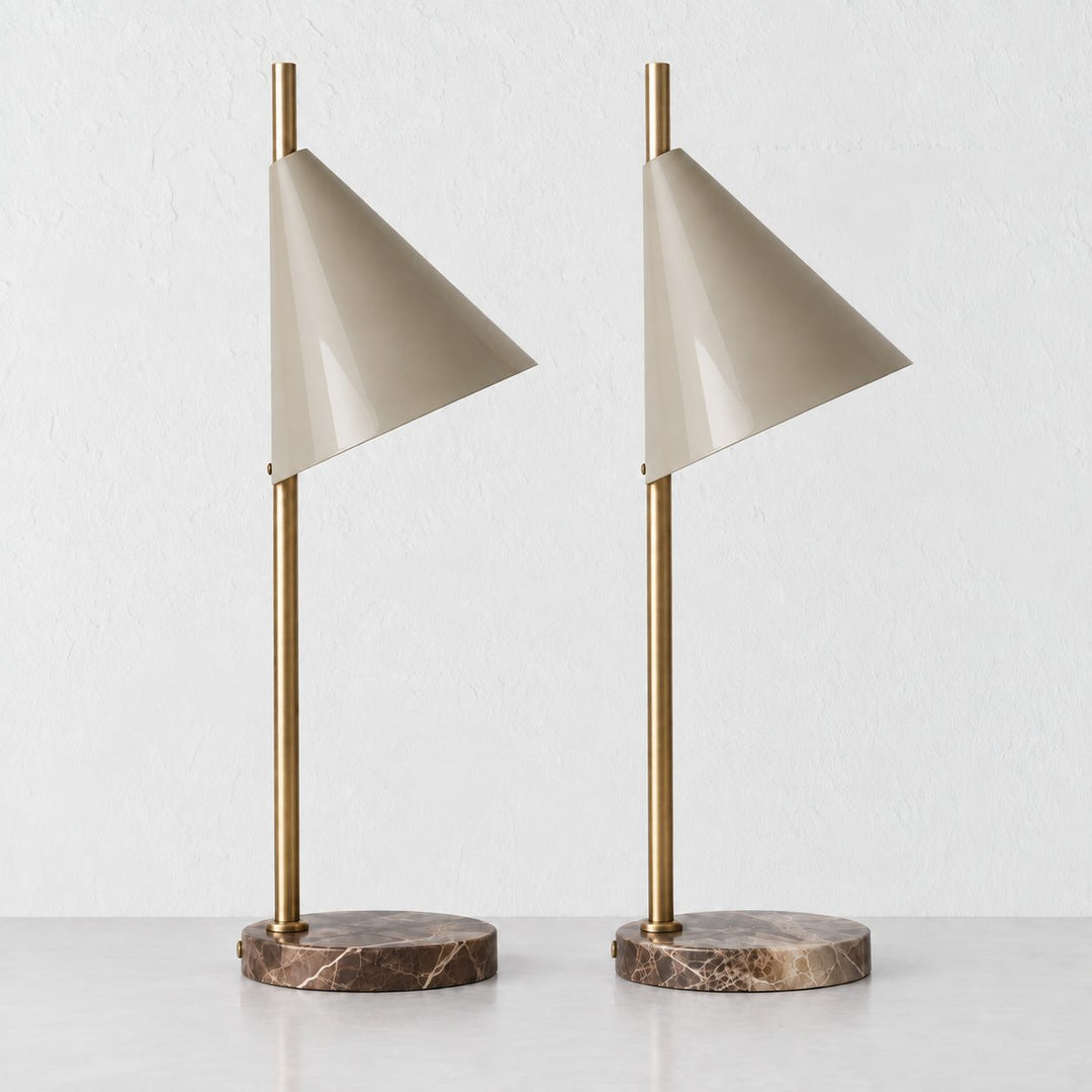 WEXFORD TABLE LAMP  | 56CM  |  MOCHA MARBLE + TAUPE SHADE