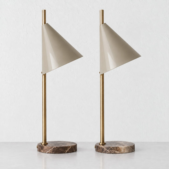 WEXFORD TABLE LAMP  | 56CM  |  MOCHA MARBLE + TAUPE SHADE