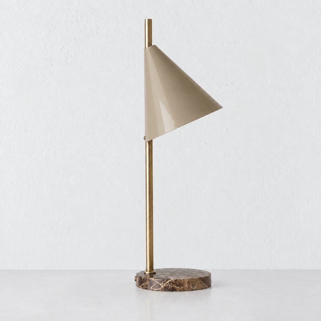 WEXFORD TABLE LAMP  | 56CM  |  MOCHA MARBLE + TAUPE SHADE