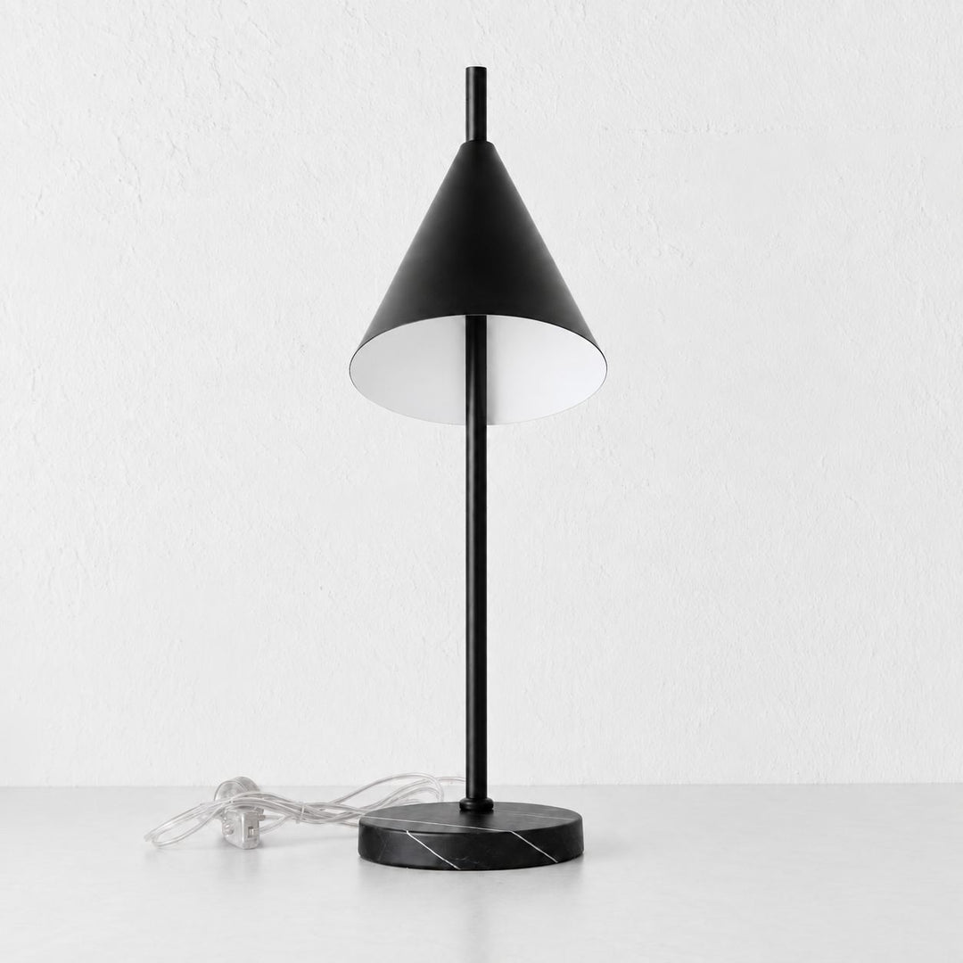 WEXFORD TABLE LAMP  | 56CM  |  BLACK MARBLE + BLACK SHADE