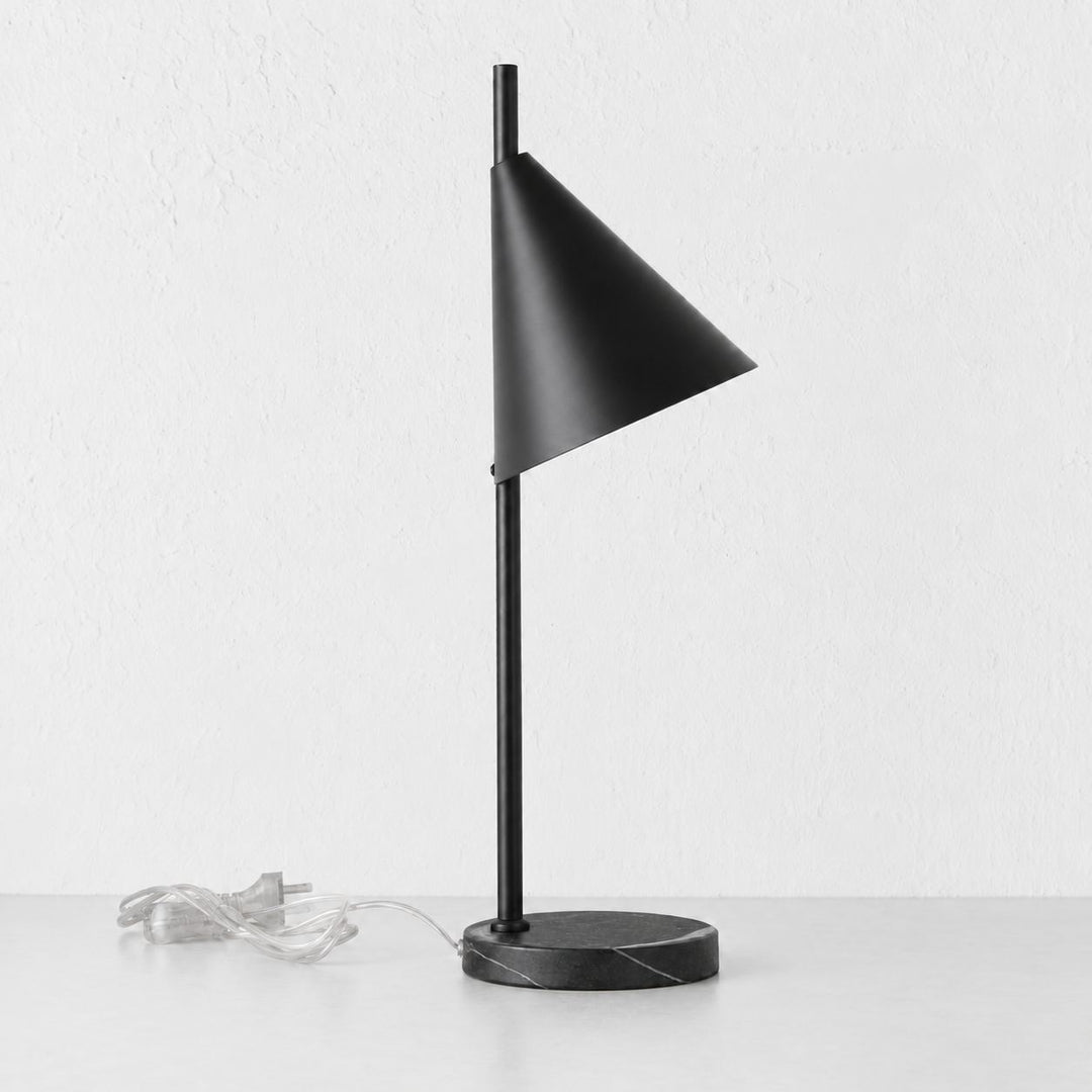 WEXFORD TABLE LAMP  | 56CM  |  BLACK MARBLE + BLACK SHADE
