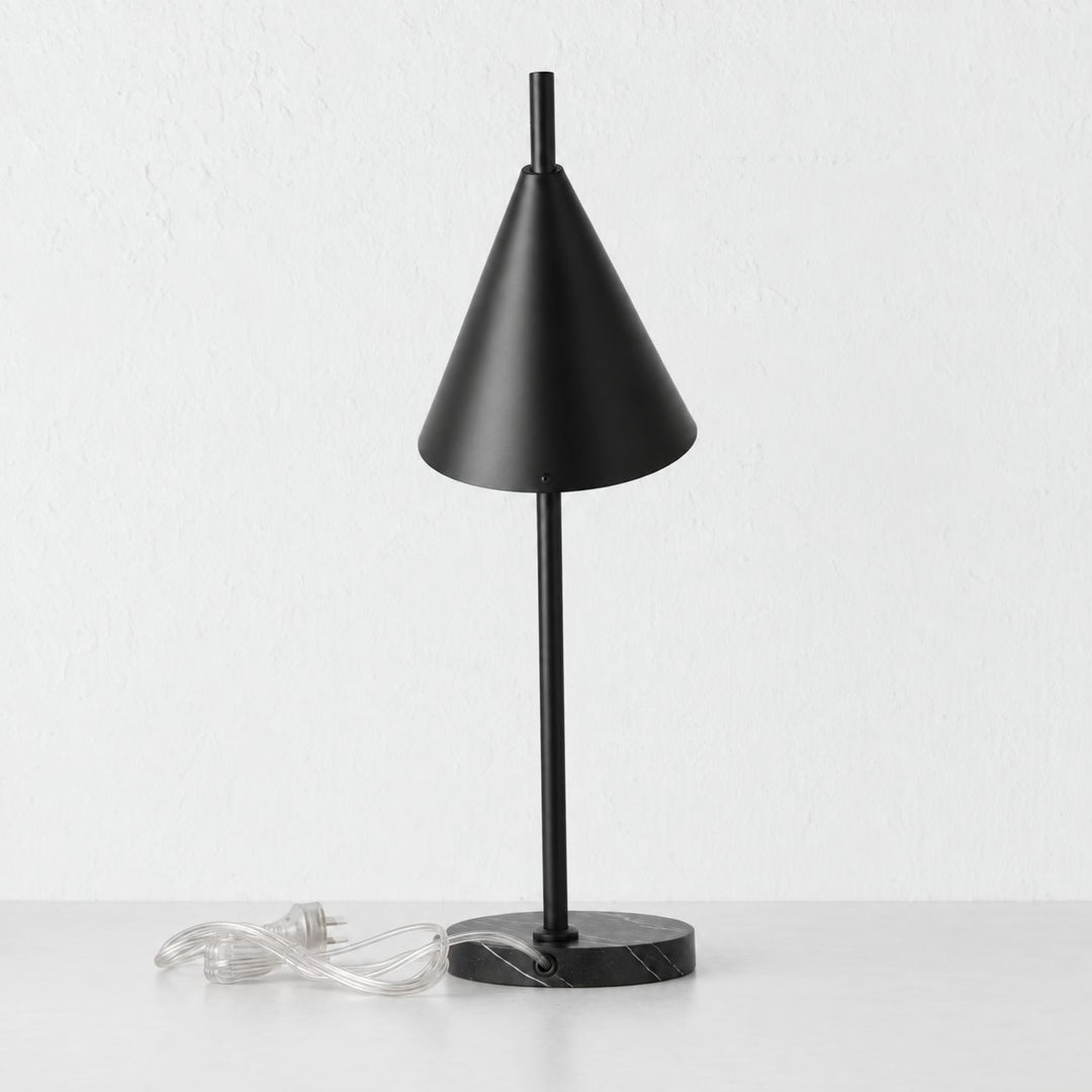 WEXFORD TABLE LAMP  | 56CM  |  BLACK MARBLE + BLACK SHADE