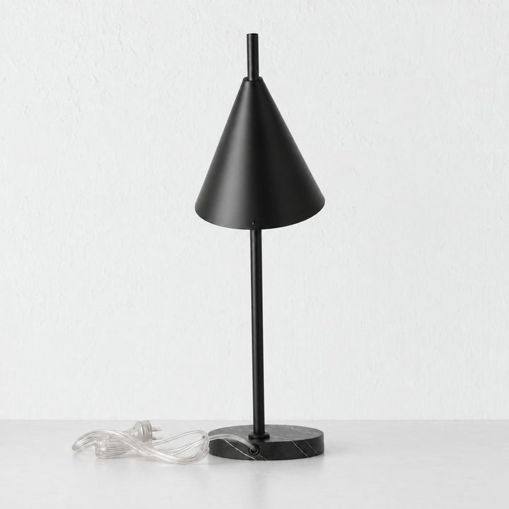 WEXFORD TABLE LAMP  | 56CM  |  BLACK MARBLE + BLACK SHADE