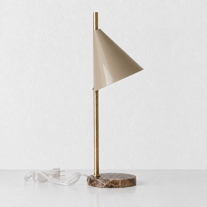 WEXFORD TABLE LAMP  | 56CM  |  MOCHA MARBLE + TAUPE SHADE