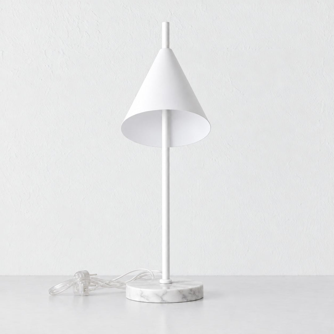 WEXFORD TABLE LAMP  | 56CM  |  WHITE MARBLE + WHITE SHADE