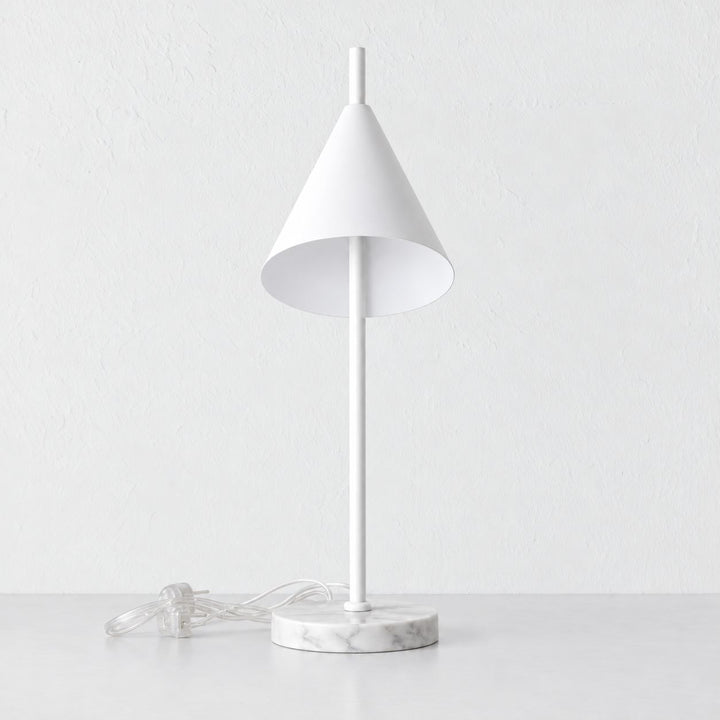 WEXFORD TABLE LAMP  | 56CM  |  WHITE MARBLE + WHITE SHADE