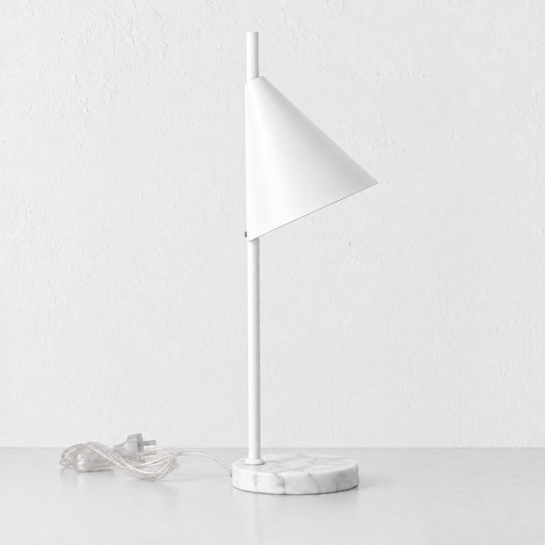 WEXFORD TABLE LAMP  | 56CM  |  WHITE MARBLE + WHITE SHADE