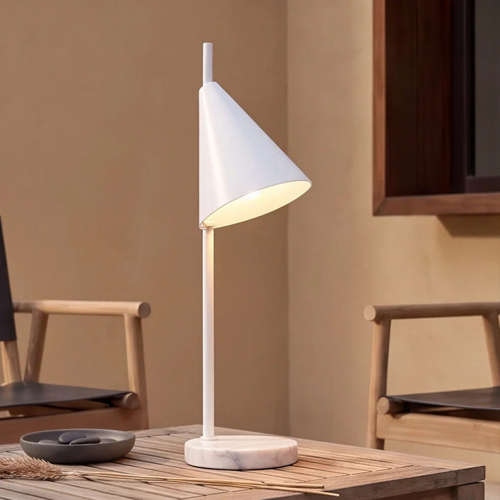 WEXFORD TABLE LAMP  | 56CM  |  WHITE MARBLE + WHITE SHADE