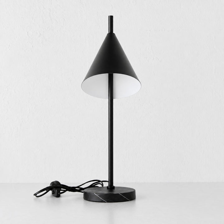 WEXFORD TABLE LAMP  | 56CM  |  BLACK MARBLE + BLACK SHADE