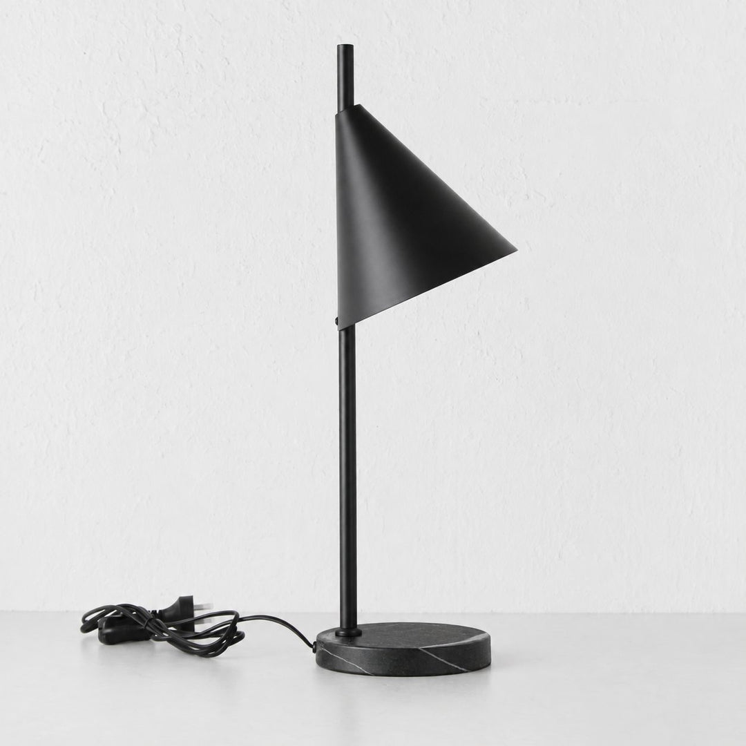 WEXFORD TABLE LAMP  | 56CM  |  BLACK MARBLE + BLACK SHADE