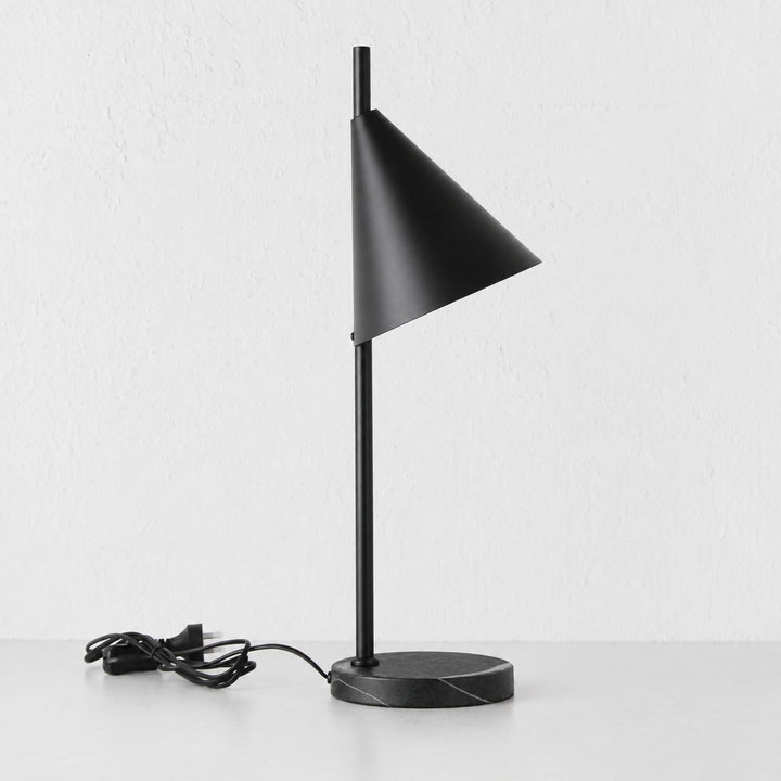 WEXFORD TABLE LAMP  | 56CM  |  BLACK MARBLE + BLACK SHADE