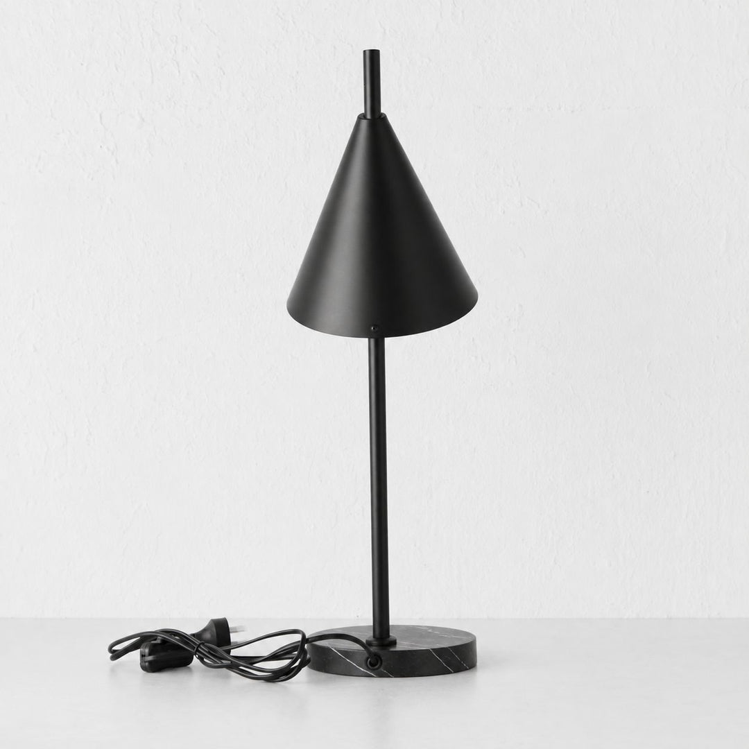 WEXFORD TABLE LAMP  | 56CM  |  BLACK MARBLE + BLACK SHADE