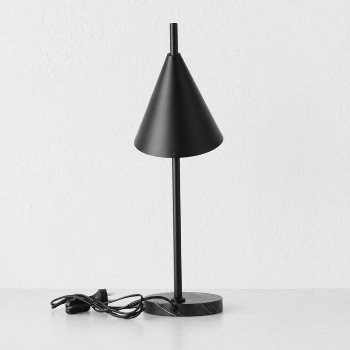 WEXFORD TABLE LAMP  | 56CM  |  BLACK MARBLE + BLACK SHADE