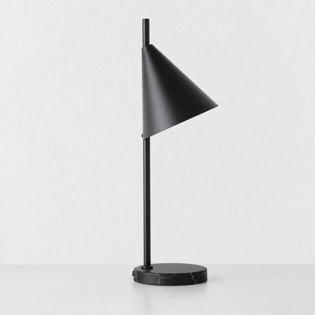 WEXFORD TABLE LAMP  | 56CM  |  BLACK MARBLE + BLACK SHADE