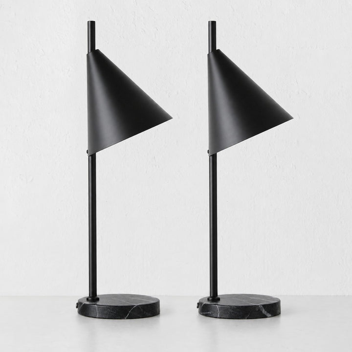 WEXFORD TABLE LAMP  | 56CM  |  BLACK MARBLE + BLACK SHADE