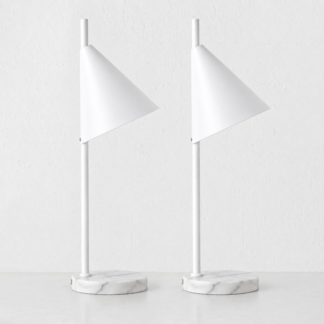 WEXFORD TABLE LAMP  | 56CM  |  WHITE MARBLE + WHITE SHADE