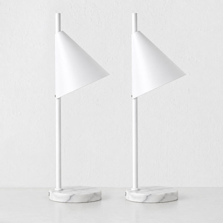 WEXFORD TABLE LAMP  | 56CM  |  WHITE MARBLE + WHITE SHADE