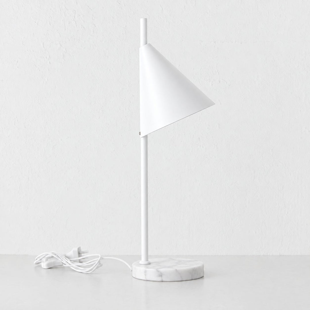 WEXFORD TABLE LAMP  | 56CM  |  WHITE MARBLE + WHITE SHADE