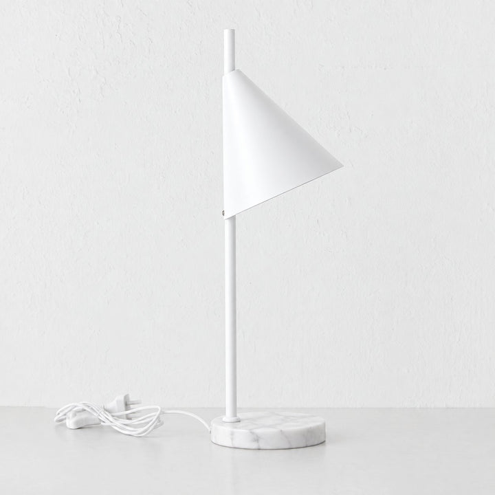 WEXFORD TABLE LAMP  | 56CM  |  WHITE MARBLE + WHITE SHADE