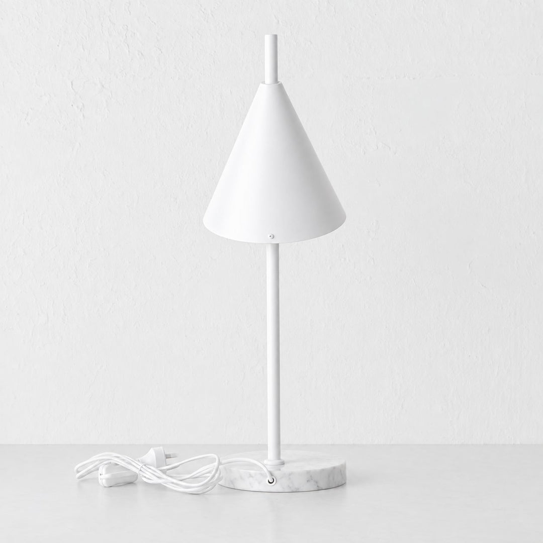 WEXFORD TABLE LAMP  | 56CM  |  WHITE MARBLE + WHITE SHADE