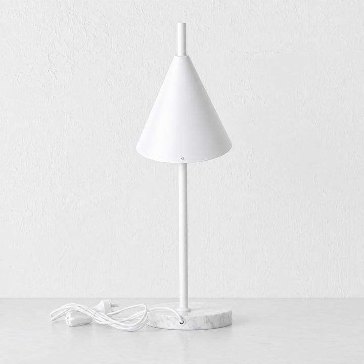 WEXFORD TABLE LAMP  | 56CM  |  WHITE MARBLE + WHITE SHADE