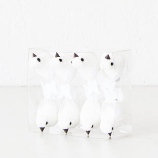 WHITE BIRD CLIP DECORATION  |  BOXED SET  |  WHITE GLITTER