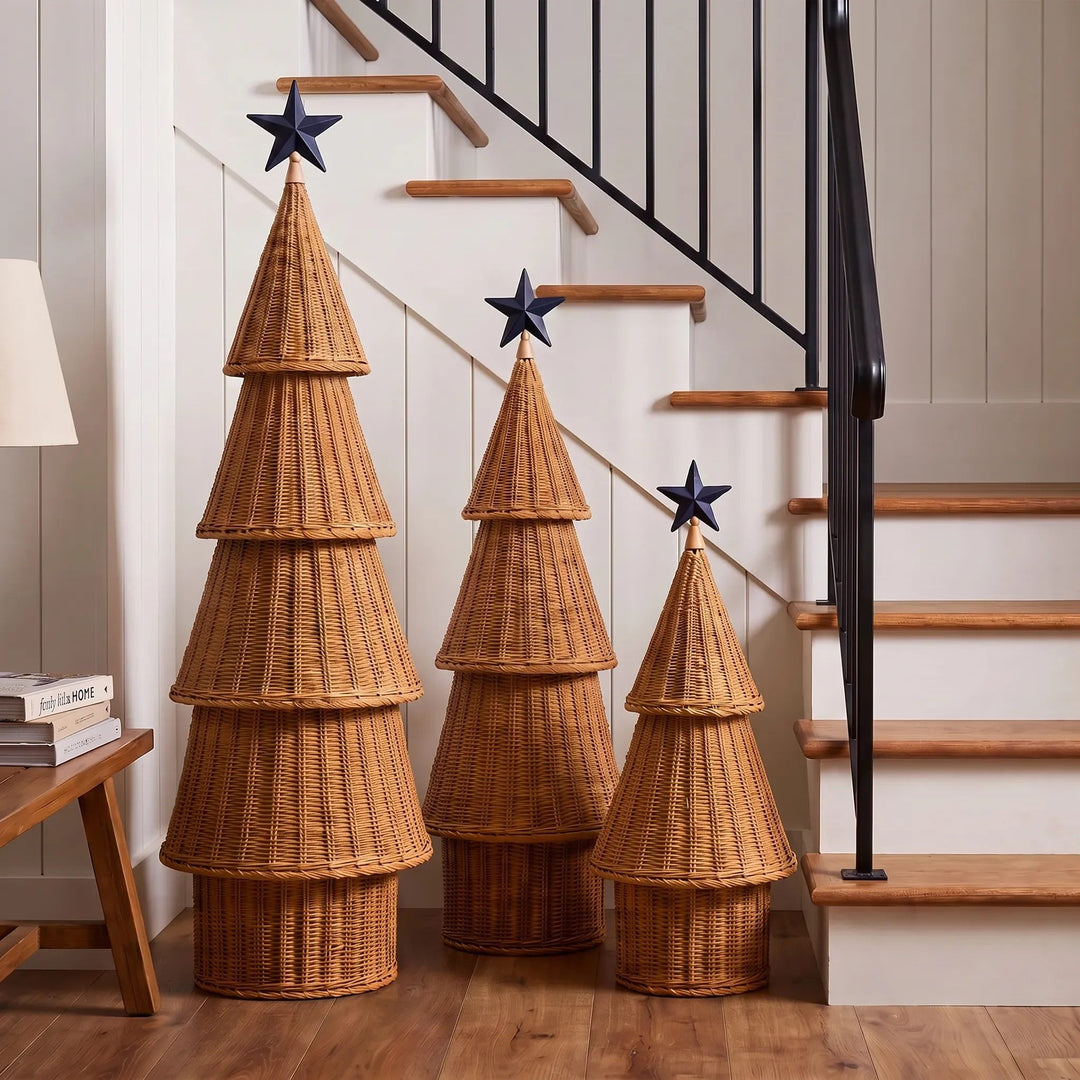 WICKER LED CHRISTMAS TREE  |  PINE BARK NATURAL  |  WARM WHITE LED