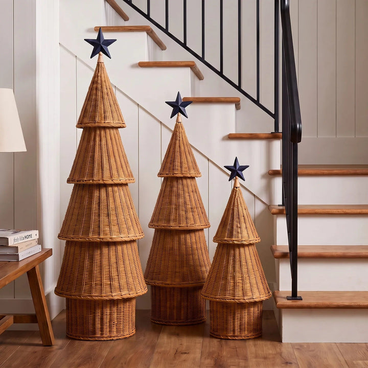 WICKER LED CHRISTMAS TREE  |  PINE BARK NATURAL  |  WARM WHITE LED
