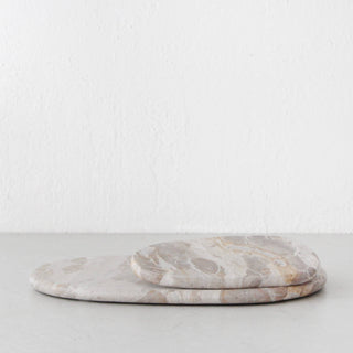 XENA OVAL MARBLE SERVING BOARD BUNDLE  |  24CM + 38CM  |  TAUPE MARBLE