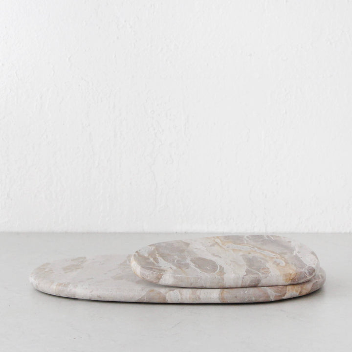 XENA OVAL MARBLE SERVING BOARD BUNDLE  |  24CM + 38CM  |  TAUPE MARBLE