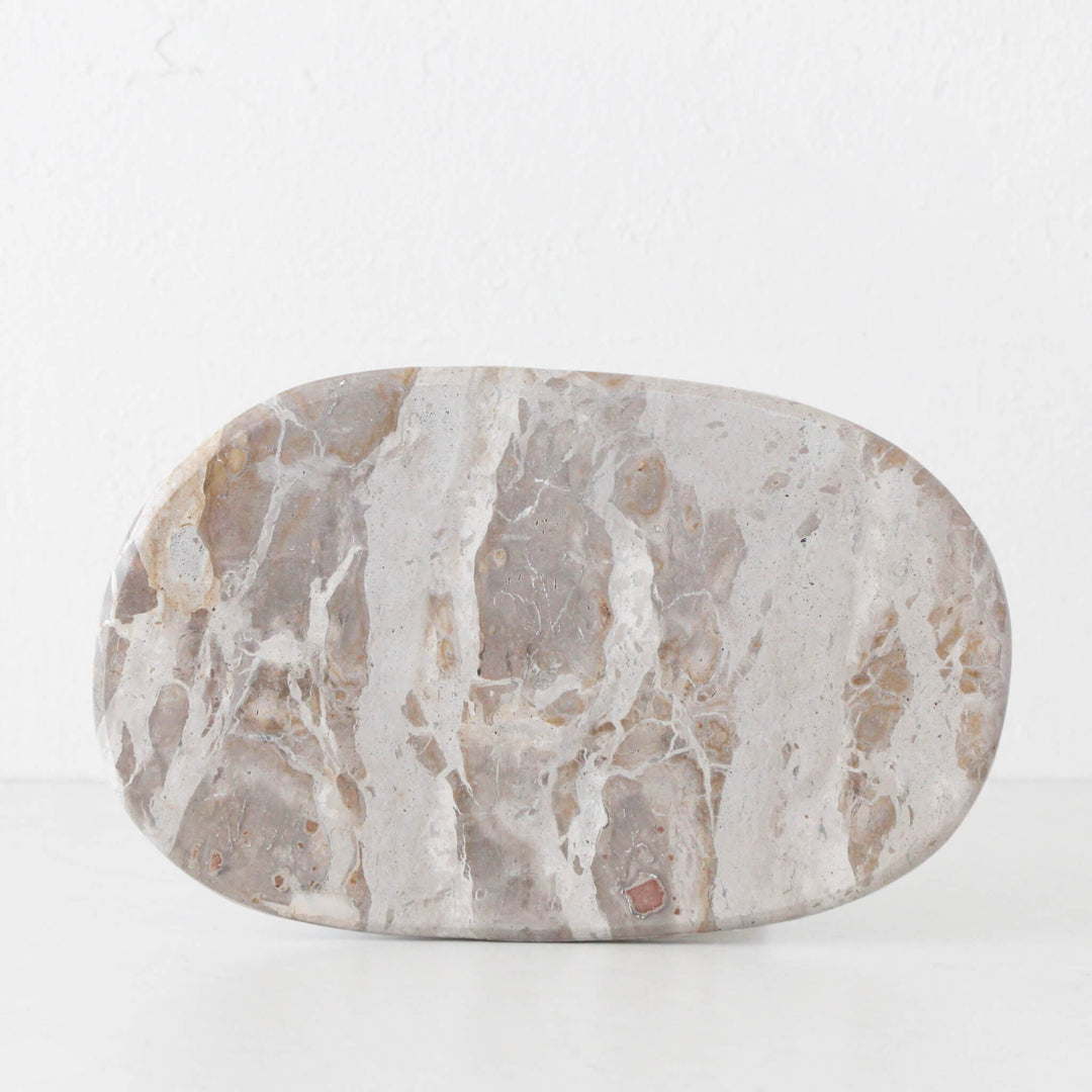 XENA OVAL MARBLE SERVING BOARD  |  38CM  |  TAUPE MARBLE