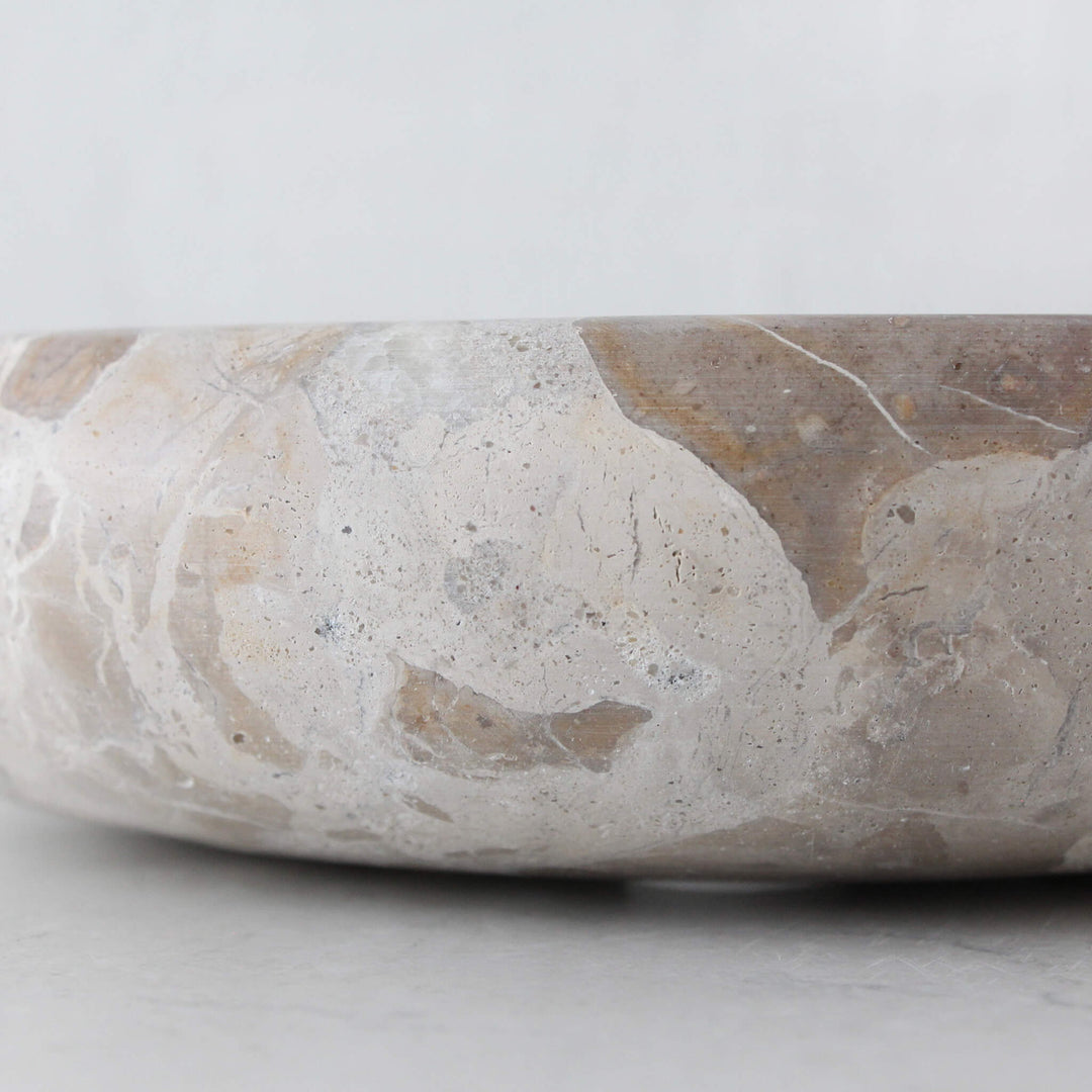 XENA LARGE ROUND MARBLE BOWL  |  26CM  |  TAUPE MARBLE