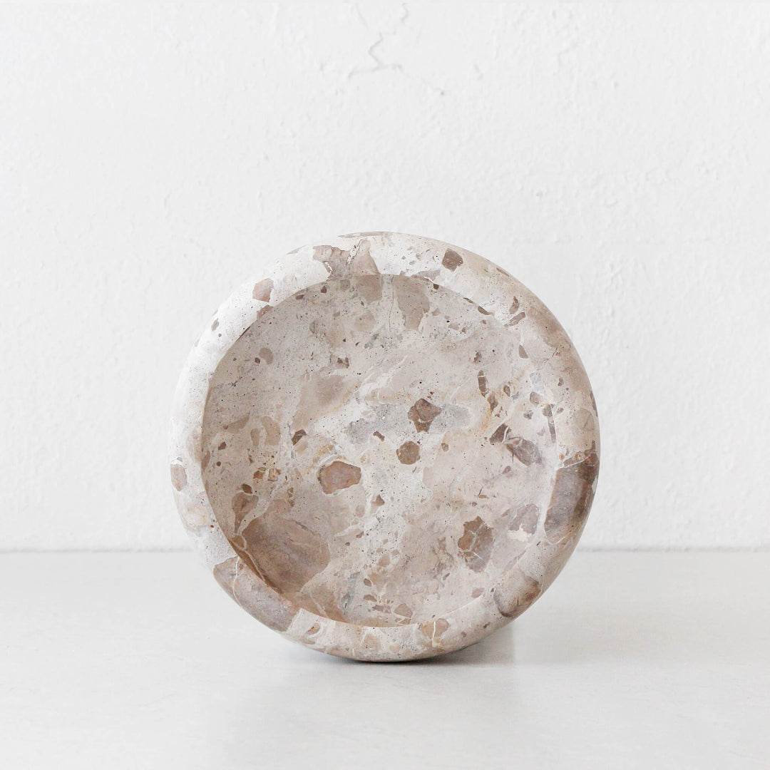 XENA LARGE ROUND MARBLE BOWL  |  26CM  |  TAUPE MARBLE