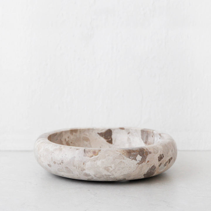 XENA LARGE ROUND MARBLE BOWL  |  26CM  |  TAUPE MARBLE