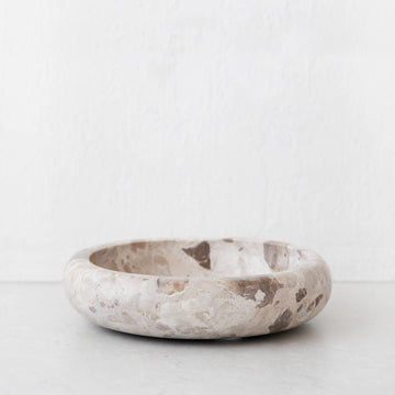 XENA LARGE ROUND MARBLE BOWL  |  26CM  |  TAUPE MARBLE