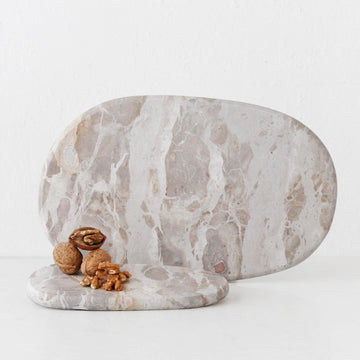 XENA OVAL MARBLE SERVING BOARD BUNDLE  |  24CM + 38CM  |  TAUPE MARBLE